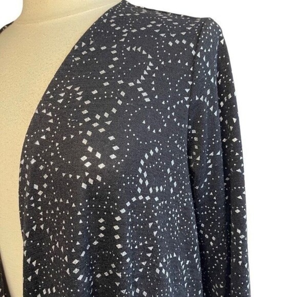 LULA ROE Elegant Sarah Black & Silver Metallic Longline Duster Cardigan, Large - Picture 3 of 8